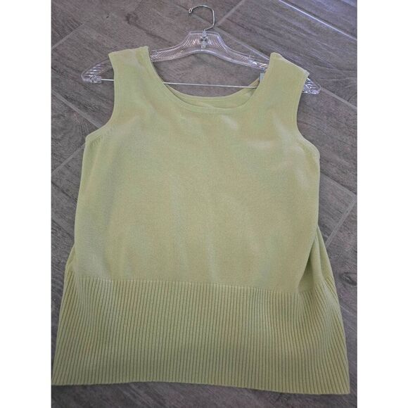 Women's Casual Corner Annex Petite Cardigan with Matching Tank Top Green and Pol - Picture 7 of 14